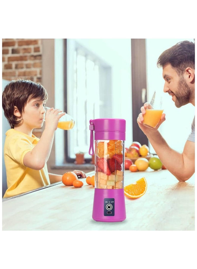 Halamine - Electric Blender, Portable USB Rechargeable Electric Juice Blender, 380ml, Purple - Image 1