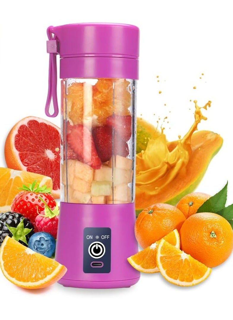 Halamine - Electric Blender, Portable USB Rechargeable Electric Juice Blender, 380ml, Purple - Image 1