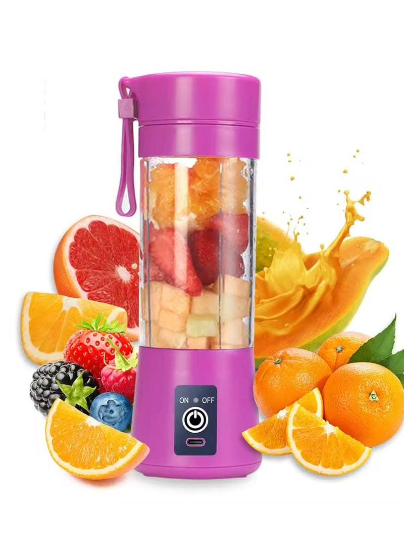 Halamine - Electric Blender, Portable USB Rechargeable Electric Juice Blender, 380ml, Purple - Image 1
