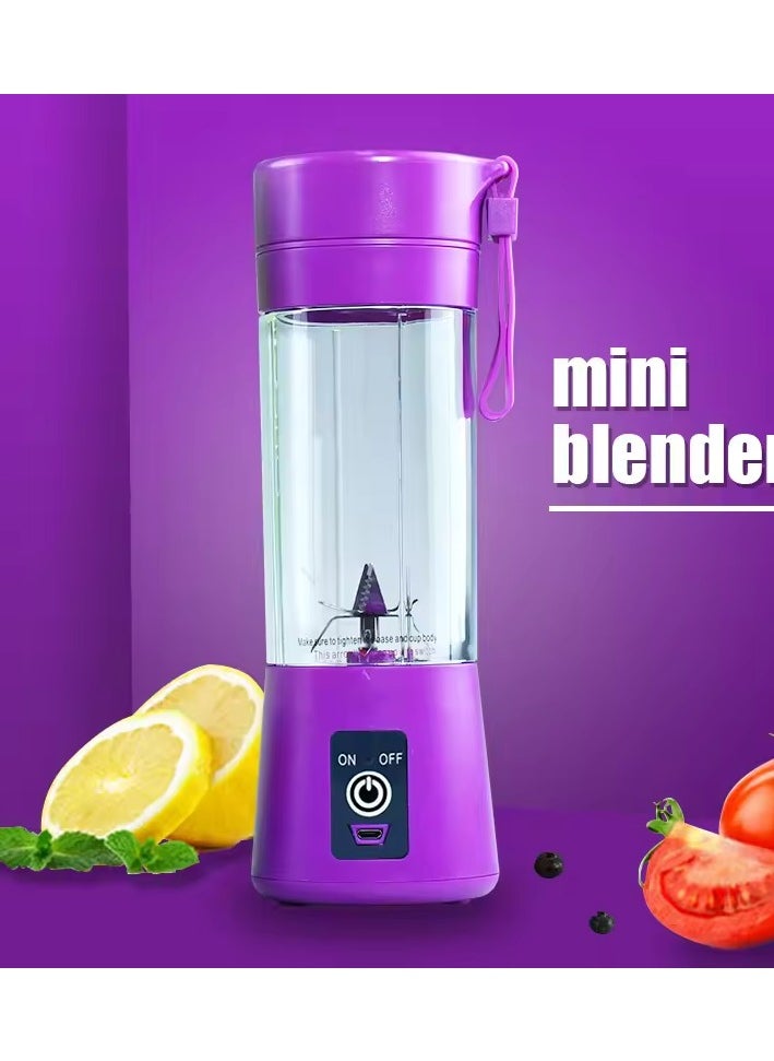 Halamine - Electric Blender, Portable USB Rechargeable Electric Juice Blender, 380ml, Purple - Image 1