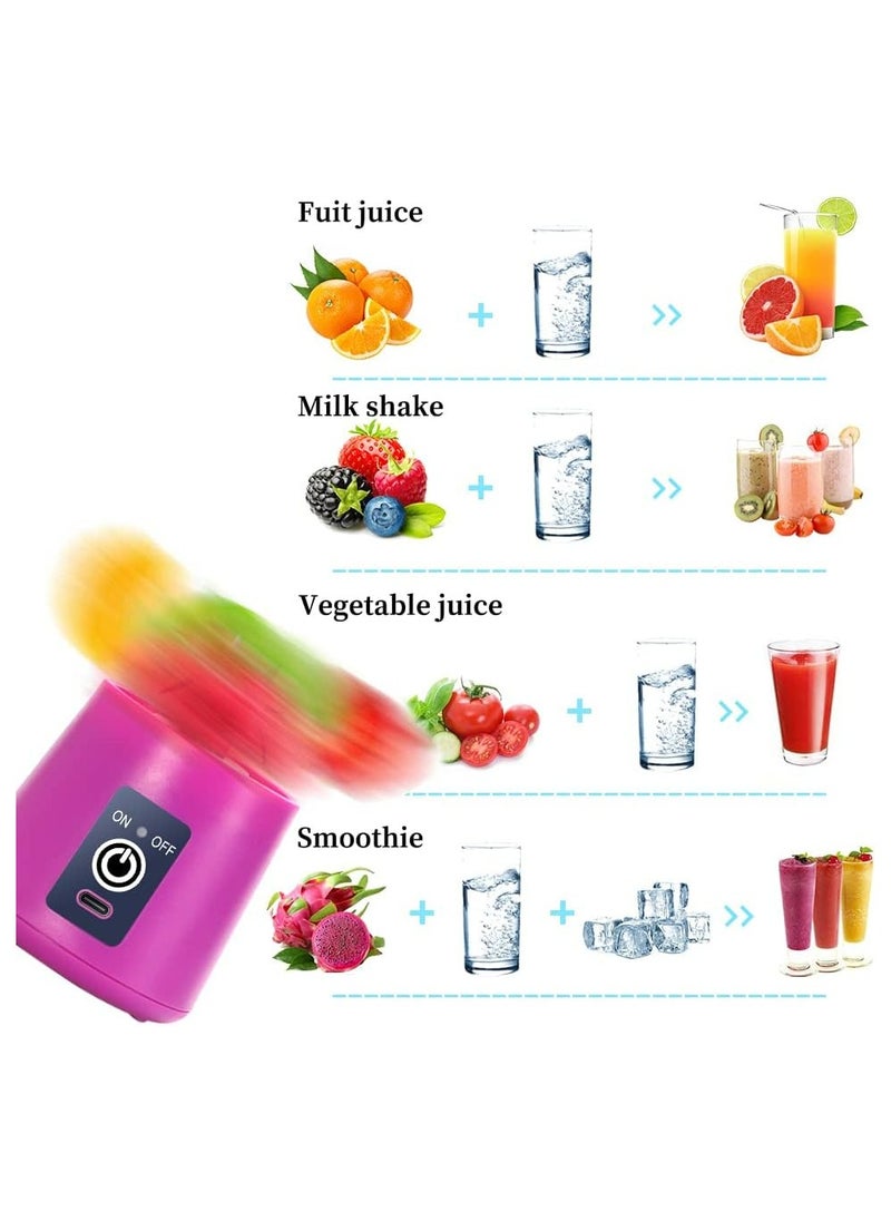 Halamine - Electric Blender, Portable USB Rechargeable Electric Juice Blender, 380ml, Purple - Image 1