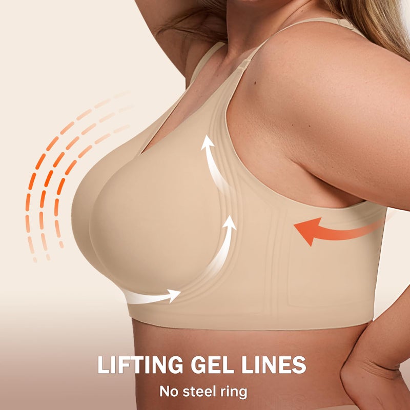 LetsJoli Jelly Bras for Women Supportive Wireless Push Up Bra Full Coverage No Underwire Seamless Plus Size for Older Womenï¼ˆSkin,S - Image 5