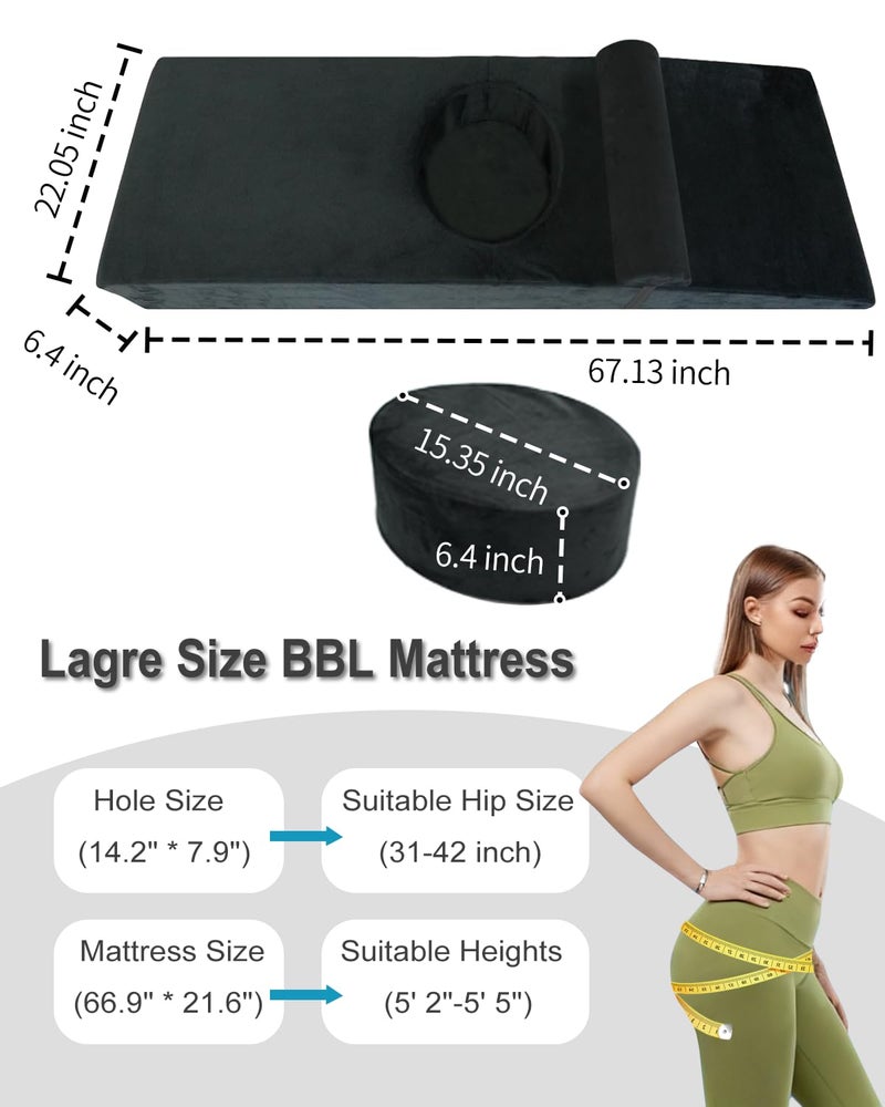 Kamellia BBL Bed After Surgery for Sleeping - High Density Foam Mattress with Hole & Brazilian Butt Lift Recovery Pillow with Removable Cover - 67.1x22x6.4 in - Image 5