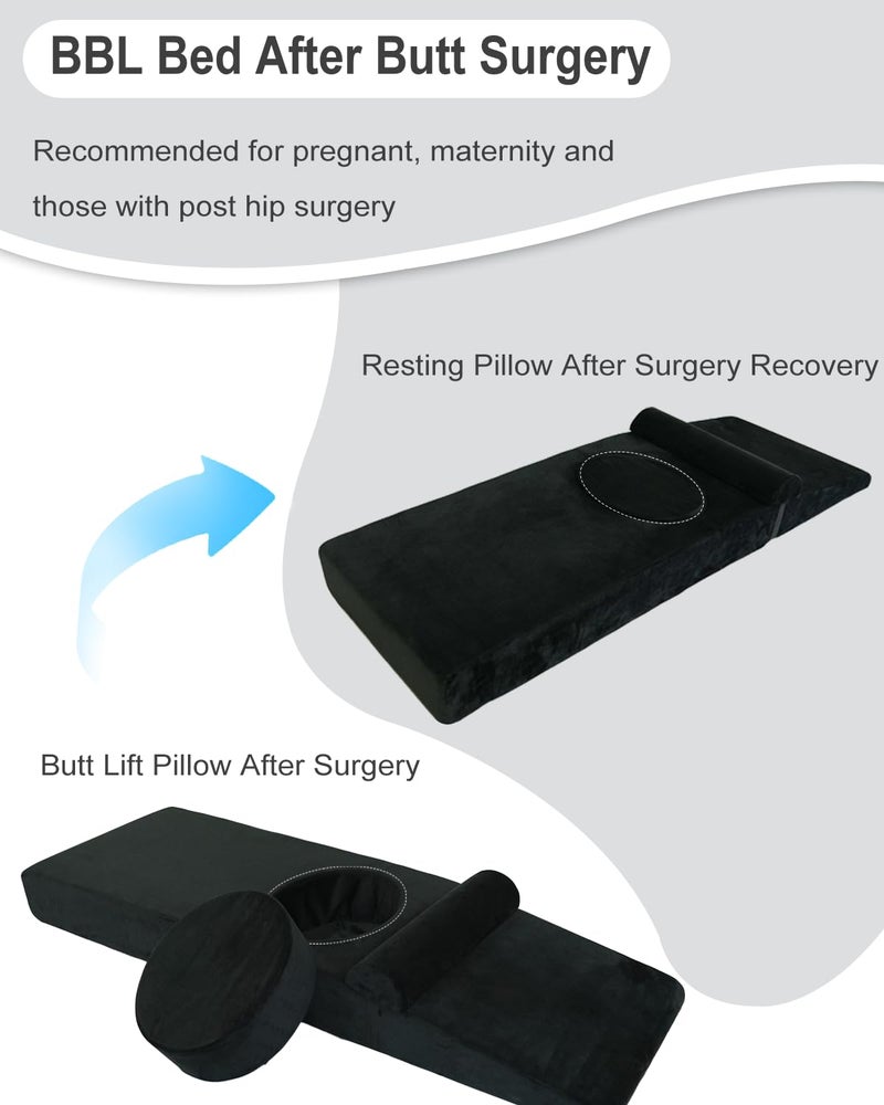 Kamellia BBL Bed After Surgery for Sleeping - High Density Foam Mattress with Hole & Brazilian Butt Lift Recovery Pillow with Removable Cover - 67.1x22x6.4 in - Image 3