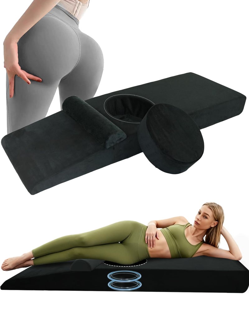 Kamellia BBL Bed After Surgery for Sleeping - High Density Foam Mattress with Hole & Brazilian Butt Lift Recovery Pillow with Removable Cover - 67.1x22x6.4 in - Image 1