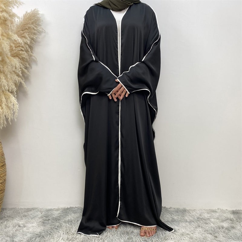 monica fashion Simple Satin Batwing Sleeve Cardigan Robe - Comfortable Casual Long Kaftan - Image 5