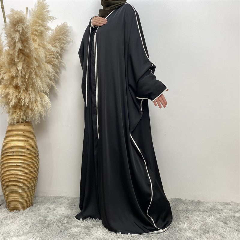 monica fashion Simple Satin Batwing Sleeve Cardigan Robe - Comfortable Casual Long Kaftan - Image 3
