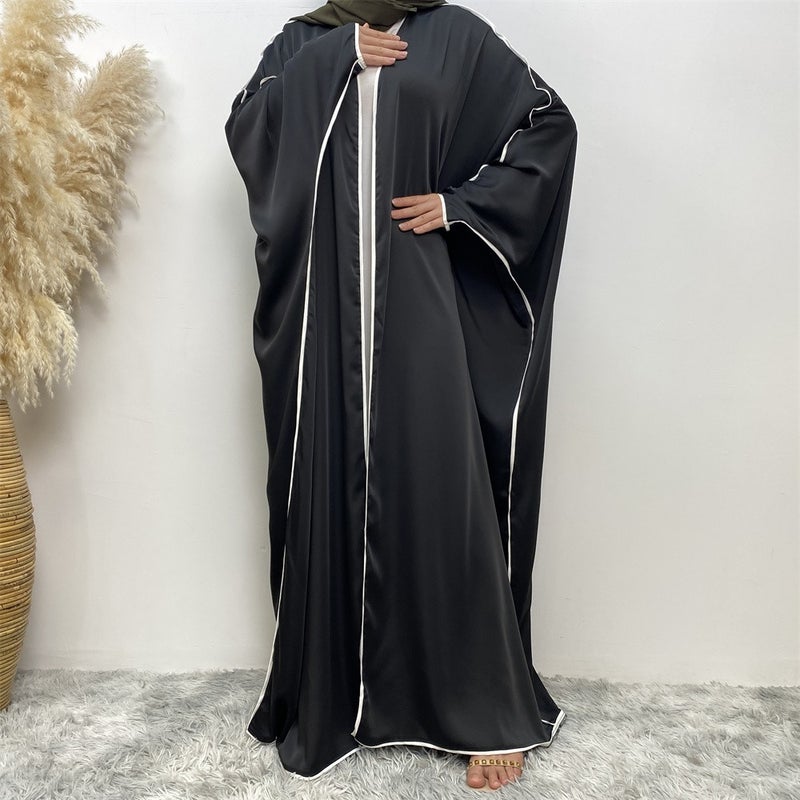 monica fashion Simple Satin Batwing Sleeve Cardigan Robe - Comfortable Casual Long Kaftan - Image 4