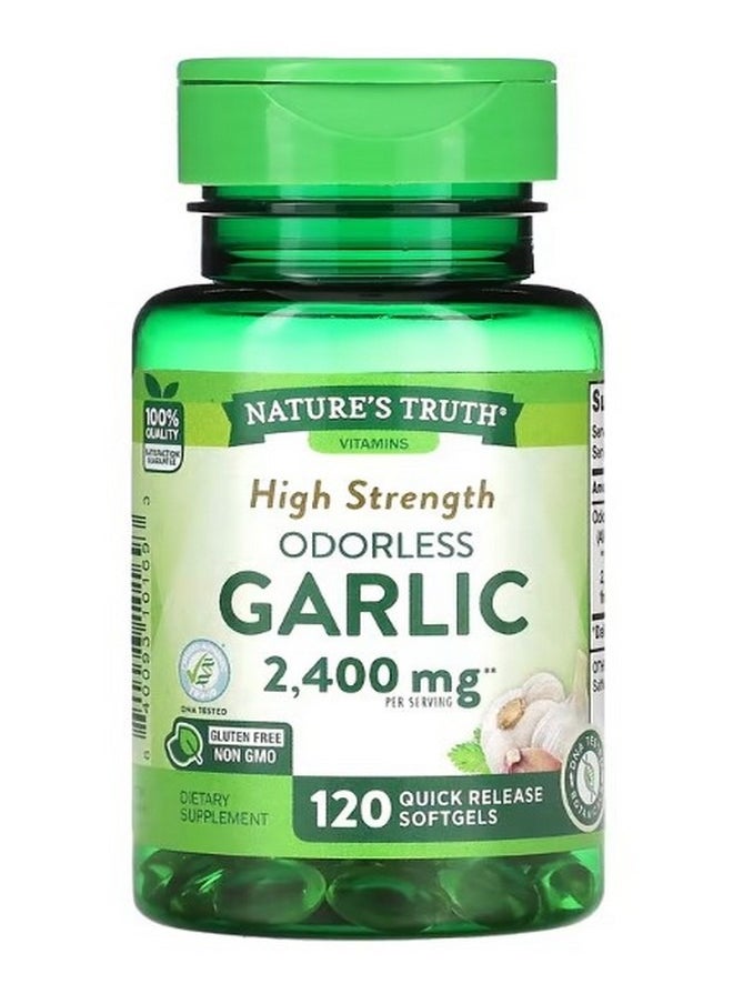Nature's Truth High Strength Odorless Garlic 2400 mg 120 Quick Release Softgels 1200 mg per Softgel  - Image 1
