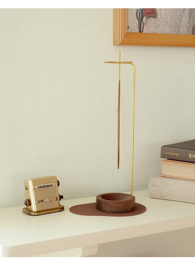 هومستر حامل البخور للعصي ، الخشبية الحديثة عصا عصا عصا حامل حارق الرماد مصنوع يدويا مستدير علبة الوقوف للمكتب المنزلي ديكور الجدول اليوغا سبا الوساطة زين - Image 3