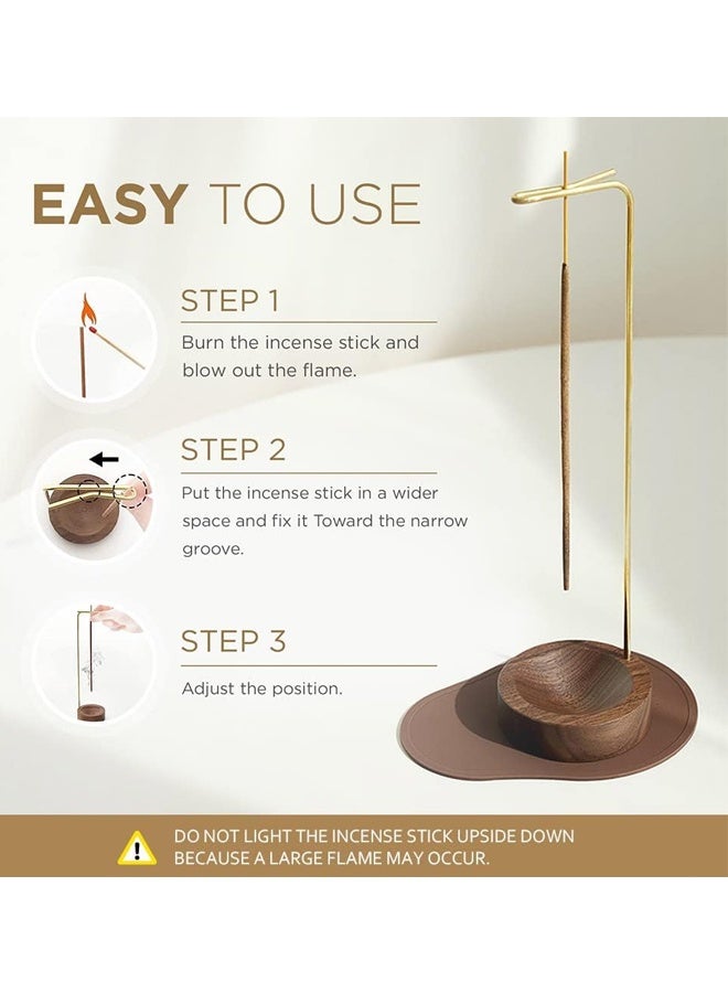 هومستر حامل البخور للعصي ، الخشبية الحديثة عصا عصا عصا حامل حارق الرماد مصنوع يدويا مستدير علبة الوقوف للمكتب المنزلي ديكور الجدول اليوغا سبا الوساطة زين - Image 4