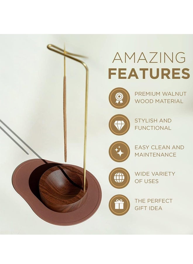 هومستر حامل البخور للعصي ، الخشبية الحديثة عصا عصا عصا حامل حارق الرماد مصنوع يدويا مستدير علبة الوقوف للمكتب المنزلي ديكور الجدول اليوغا سبا الوساطة زين - Image 2