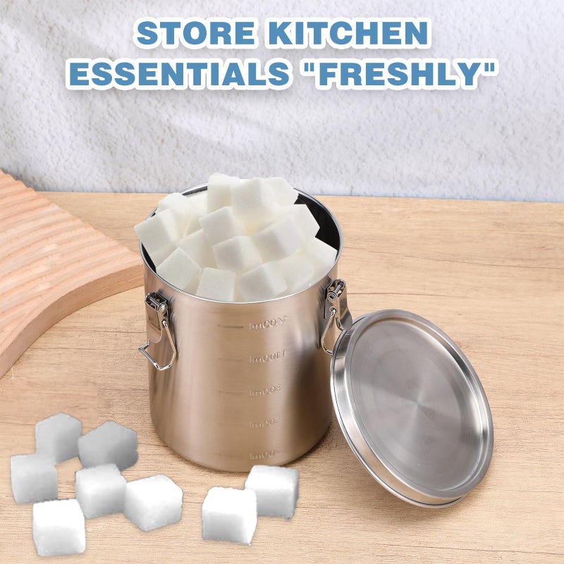 mekueeex Stainless Steel Coffee Canister for Ground Coffee | 100% Airtight Metal Food Storage Container with Lid Sealed - Keep CoffeeS Beans, Sugar, Tea Fresh for Months (56 fl oz) - Image 4