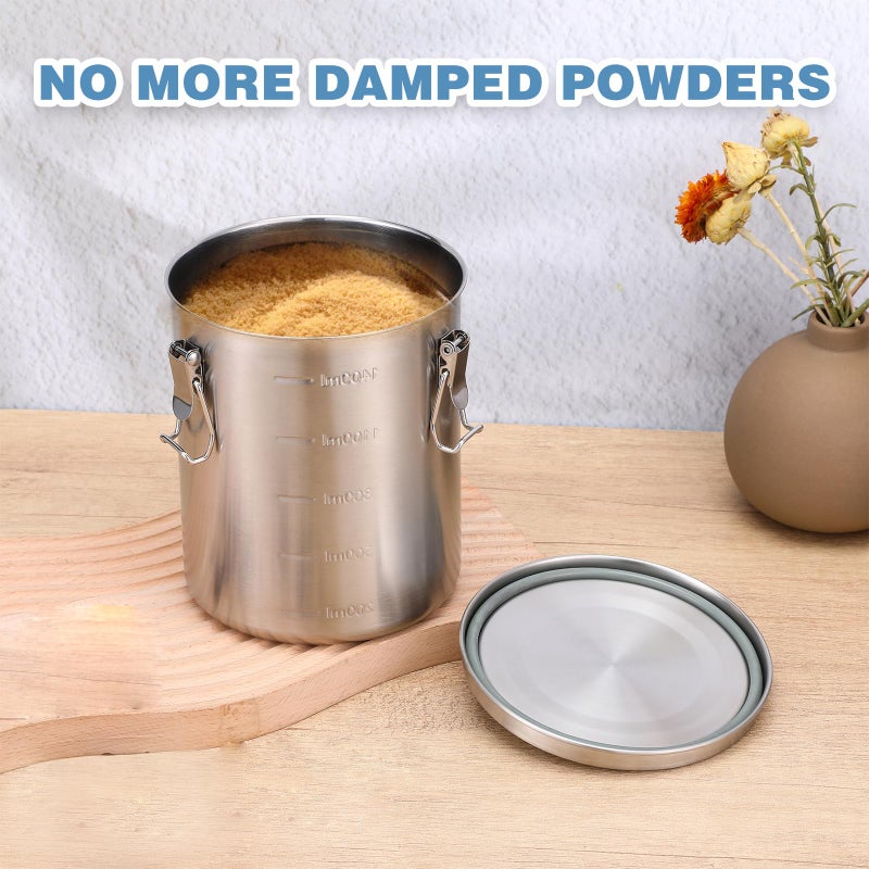 mekueeex Stainless Steel Coffee Canister for Ground Coffee | 100% Airtight Metal Food Storage Container with Lid Sealed - Keep CoffeeS Beans, Sugar, Tea Fresh for Months (56 fl oz) - Image 5