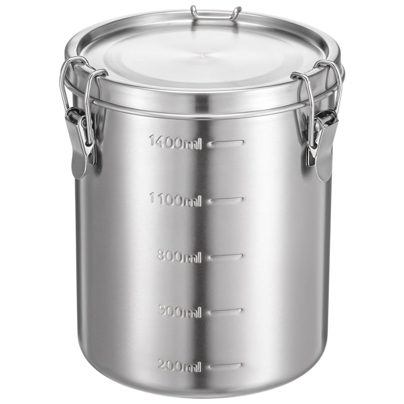 mekueeex Stainless Steel Coffee Canister for Ground Coffee | 100% Airtight Metal Food Storage Container with Lid Sealed - Keep CoffeeS Beans, Sugar, Tea Fresh for Months (56 fl oz) - Image 1