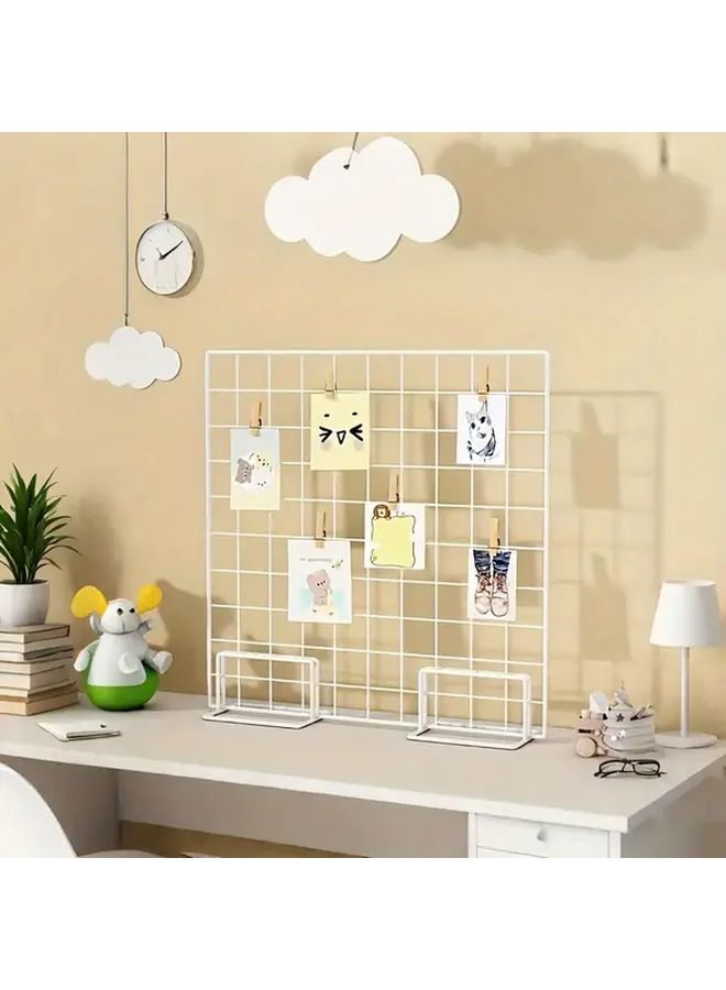 White Base Metal Photo Display Stand Adjustable Height Frame For Home Cafe Office - Image 3