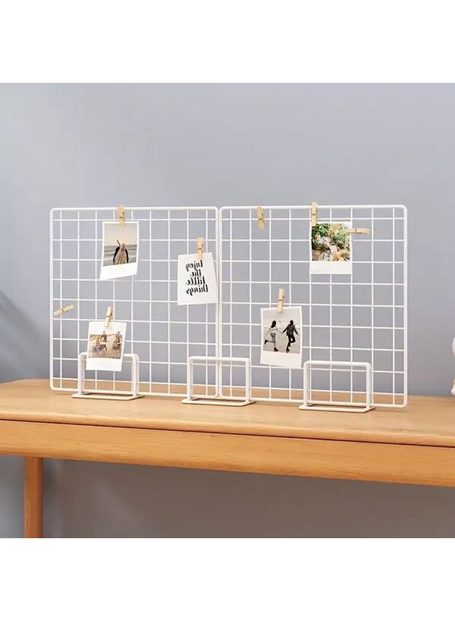 White Base Metal Photo Display Stand Adjustable Height Frame For Home Cafe Office - Image 2