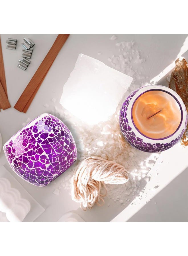 Rancco Glass Votive Candle Holder for Tealight, Romantic Mosaic ed Candle Holder, Candle Lamp Aromatherapy Candlescape Bowl for Valentine's Thanksgiving, Christmas Table Centerpiece, Party Decor - Image 4