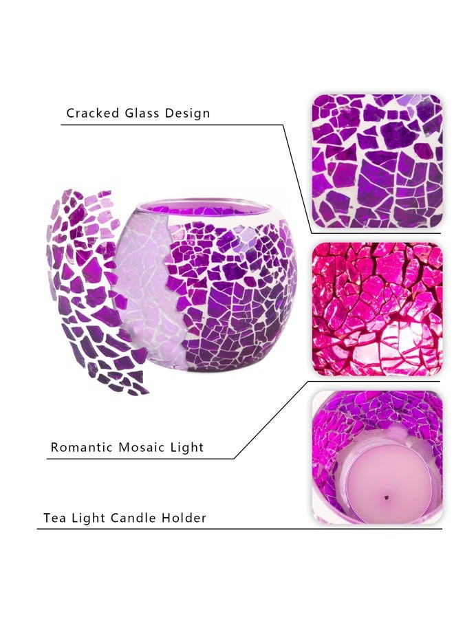 Rancco Glass Votive Candle Holder for Tealight, Romantic Mosaic ed Candle Holder, Candle Lamp Aromatherapy Candlescape Bowl for Valentine's Thanksgiving, Christmas Table Centerpiece, Party Decor - Image 5