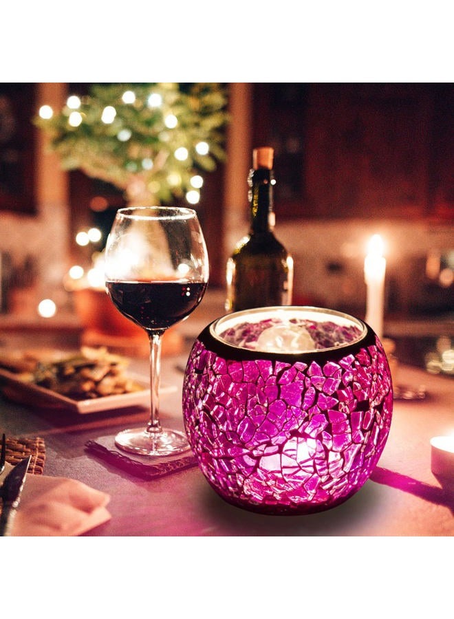Rancco Glass Votive Candle Holder for Tealight, Romantic Mosaic ed Candle Holder, Candle Lamp Aromatherapy Candlescape Bowl for Valentine's Thanksgiving, Christmas Table Centerpiece, Party Decor - Image 2