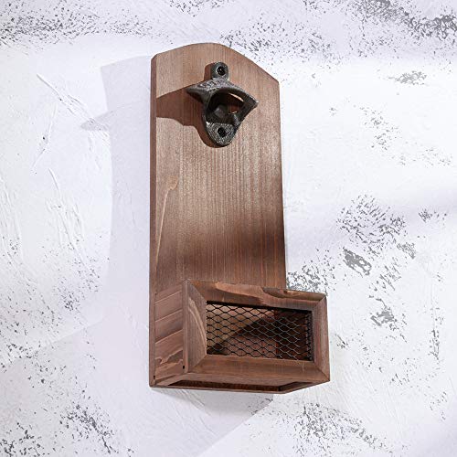 Arola Bottle Opener with Cap Collector Catcher,Vintage Wooden Wall Mounted Bottle Opener，Ideal Gift for Men and Beer Lovers, Use as Bar Decoration. - Image 4