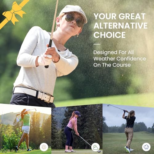 FINGER TEN Womens Ladies Golf Rain Gloves Pair Both Hand or 2 Pack Left Right Hand, Wet Hot Cool Grip, Fit Small Medium Large XL (White, Large, Ambidextrous) - Image 5