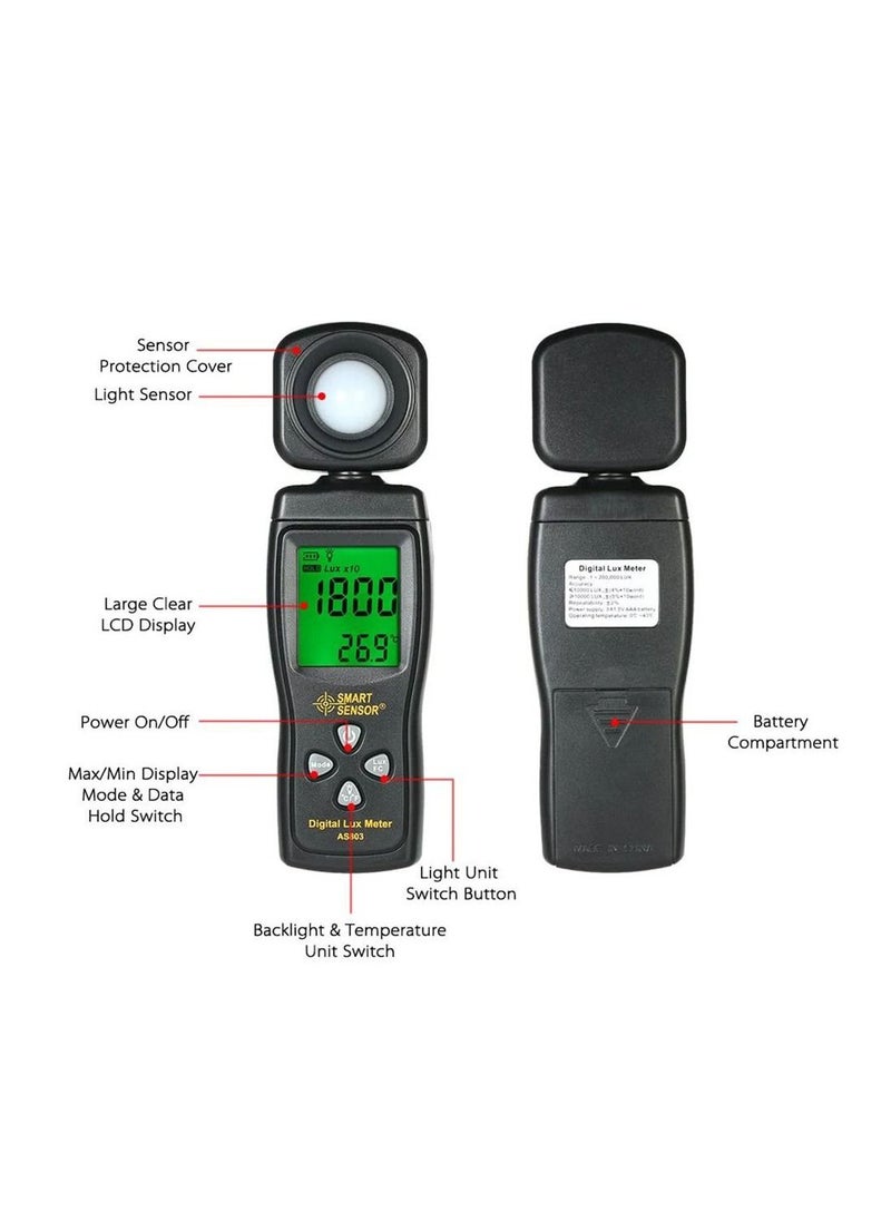SMART SENSOR Lux Light Meter For Photography Grow Plants Led Photometer Lighting Intensity Brightness Measurement Pocket Digital Photo Illuminance Sensor  - Image 2