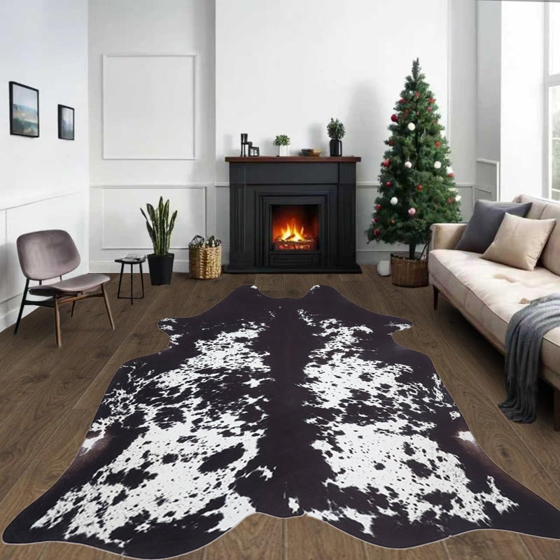 SUNCOWLLY Cow Hide Rug Faux Cowhide Rug Large 8x10 Cow Print Rugs Area Carpet Animal Print Western Home Decor for Living Room Bedroom Office(Black&White, 10x8 FT) - Image 5