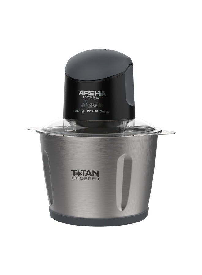 ARSHIA 3L Electric Food Chopper | 800W Power with 9 Titanium Blades | Dual Bowl (Stainless Steel & Glass) | Ideal for Quick Chopping and Mincing. - Image 1
