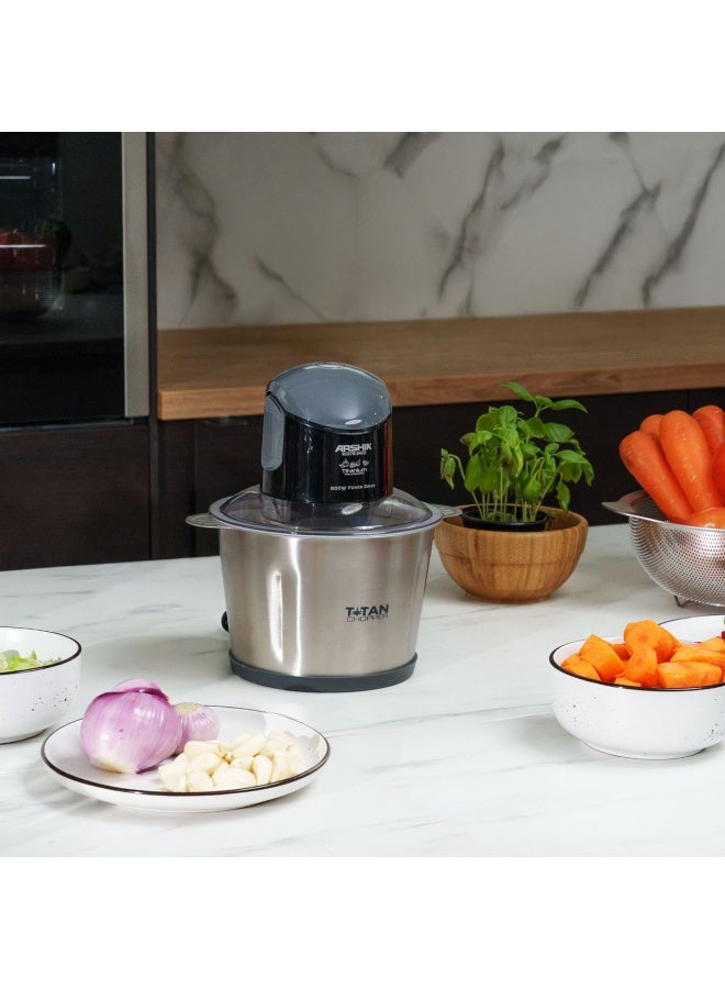 ARSHIA 3L Electric Food Chopper | 800W Power with 9 Titanium Blades | Dual Bowl (Stainless Steel & Glass) | Ideal for Quick Chopping and Mincing. - Image 4