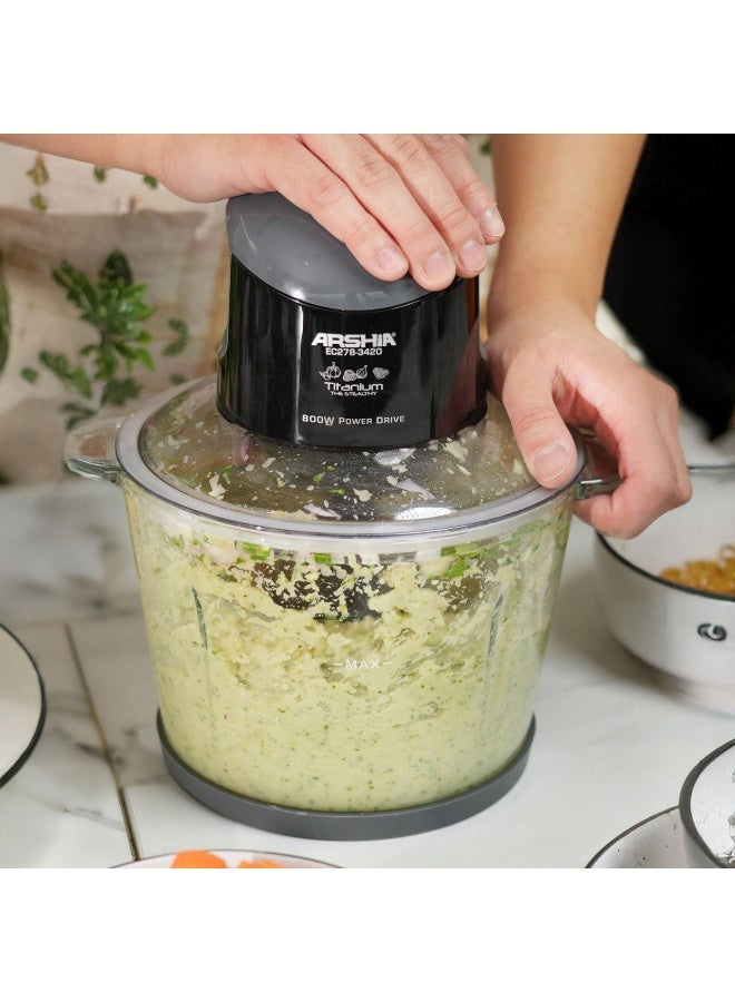 ARSHIA 3L Electric Food Chopper | 800W Power with 9 Titanium Blades | Dual Bowl (Stainless Steel & Glass) | Ideal for Quick Chopping and Mincing. - Image 5