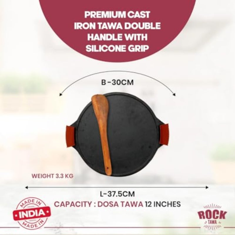 Dosa Pre-Seasoned Cast Iron Skillet - 12in, black - Image 3