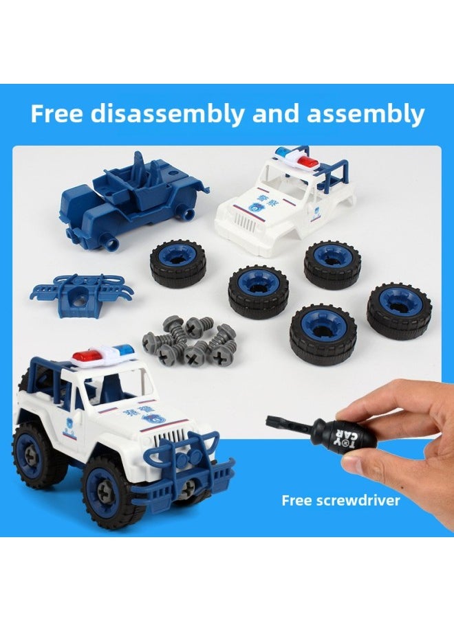 Generic - Children's Detachable Assembly Engineering Car Boy's Hands-on Ability Puzzle Excavator Screwdriver Disassembly And Assembly Suit Toy-Color:(disassembly And Assembly Of Police Car + Sea, Land And Air + Aerospace Series) 12 Pieces In Total + 3 Screwdrivers - Image 1
