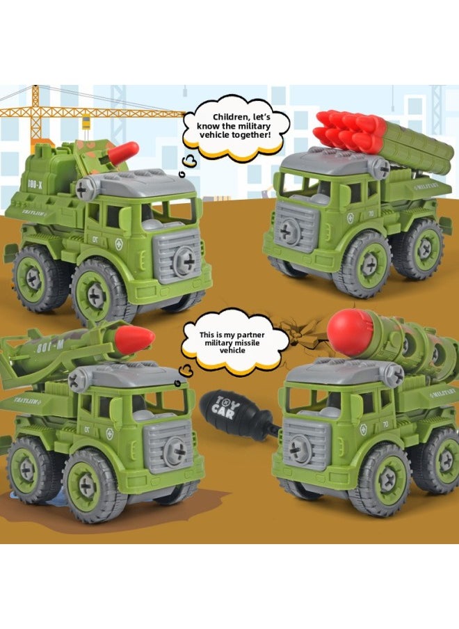 Generic - Children's Detachable Assembly Engineering Car Boy's Hands-on Ability Puzzle Excavator Screwdriver Disassembly And Assembly Suit Toy-Color:(disassembly And Assembly Of Police Car + Sea, Land And Air + Aerospace Series) 12 Pieces In Total + 3 Screwdrivers - Image 1