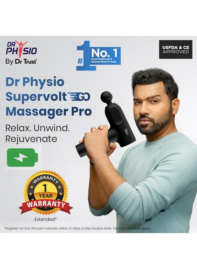 Dr Physio Supervolt Go 1023 Pro Cordless Rechargeable Portable Massager For Deep Tissue Muscle Massage, Body Relaxation And Pain Relief- (Matte Black) - Image 2