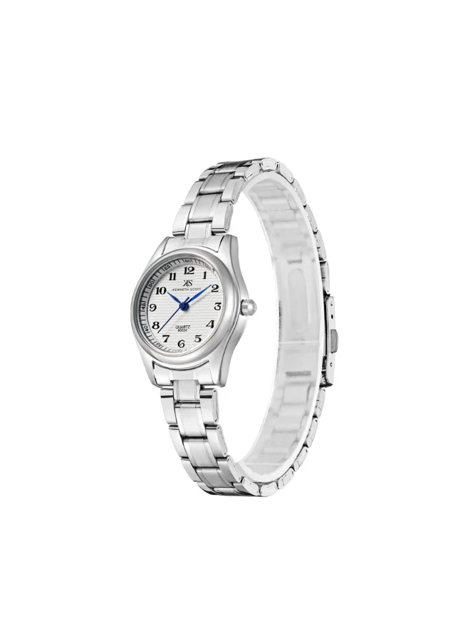 كينيث سكوت Women's Analog Display Watch With Silver Steel Strap - K23552-SBSW