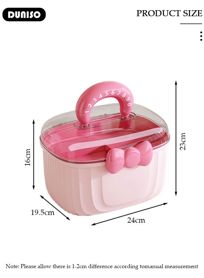 DUNISO Cute Hair Accessories Organizer for Girls，2-Layers Craft Storage Container, Storage Bin, Lockable Storage Box for Hair Clip, Headband, Scrunchie, Cosmetic, Sewing, Toy, Tape  - Image 2