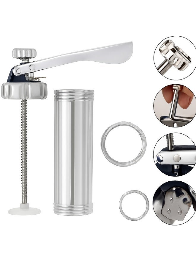 Cookie Press and Biscuit Maker Set, 15-Piece Kit with 10 Stainless Steel Discs and 4 Icing Nozzles - Image 2