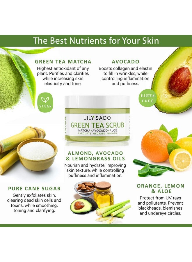 lily sado LILY SADO Matcha Made in Heaven Sugar Facial Scrub - Best Daily Facial Exfoliating Cleanser for Women & Men - Vegan Face Wash Exfoliates Skin, Treats Acne, Reduces Pore Size - 4 oz - Image 3