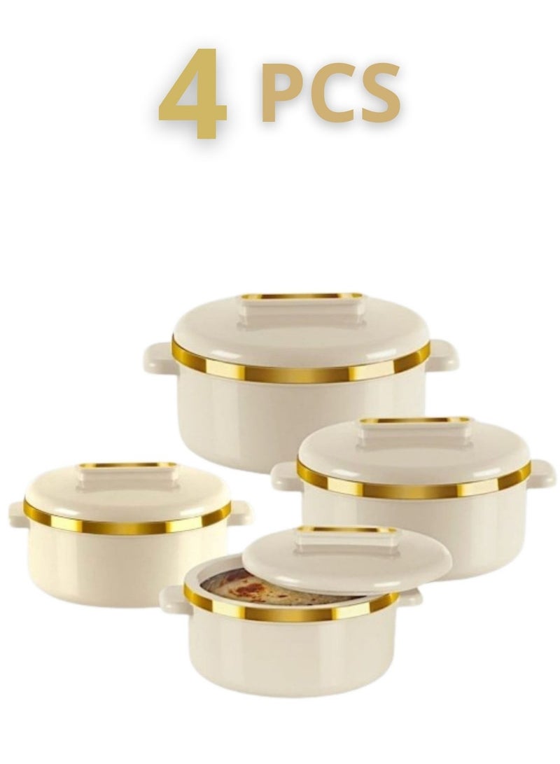 Milton Curve Regular Inner Stainless Steel Casserole Set of 4 (500 ml, 1000 ml, 1500 ml, 2500 ml), Ivory | BPA Free | Food Grade | Easy to Carry | Easy to Store | Chapati | Roti | Curd Maker - Image 1
