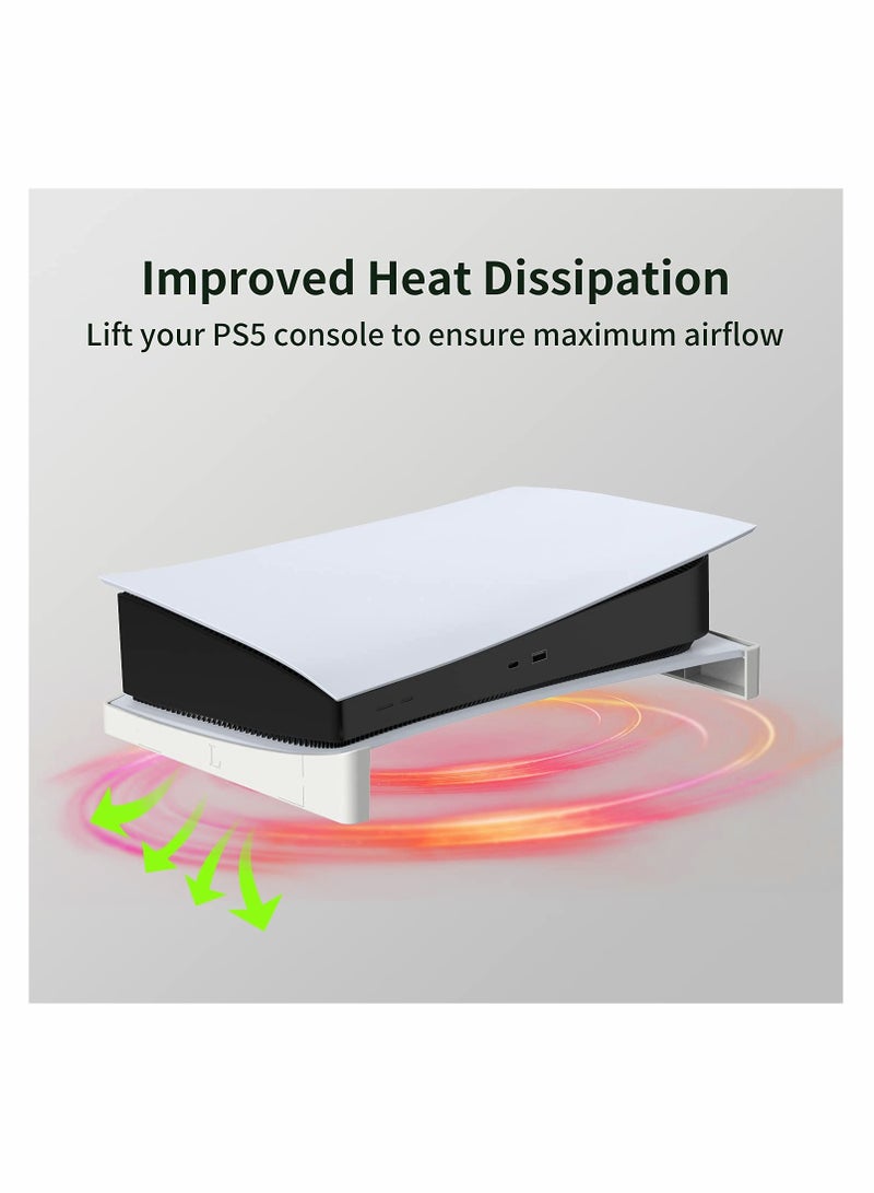 Minimalist White Horizontal Stand for PS5 Console, Desk Mount Compatible with Playstation 5 Disc Version, Sleek Design for Gaming Setup - Image 4
