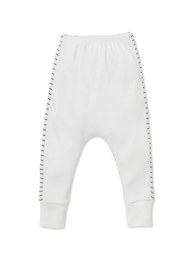 MORI Baby Harem Style Yoga Pants in Grey Stripe and White - Unisex Trousers with Two Tone Design & Back Pocket - 12-18 Months - Image 1