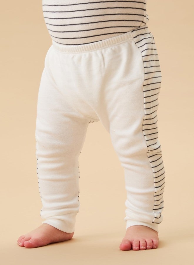 MORI Baby Harem Style Yoga Pants in Grey Stripe and White - Unisex Trousers with Two Tone Design & Back Pocket - 12-18 Months - Image 5