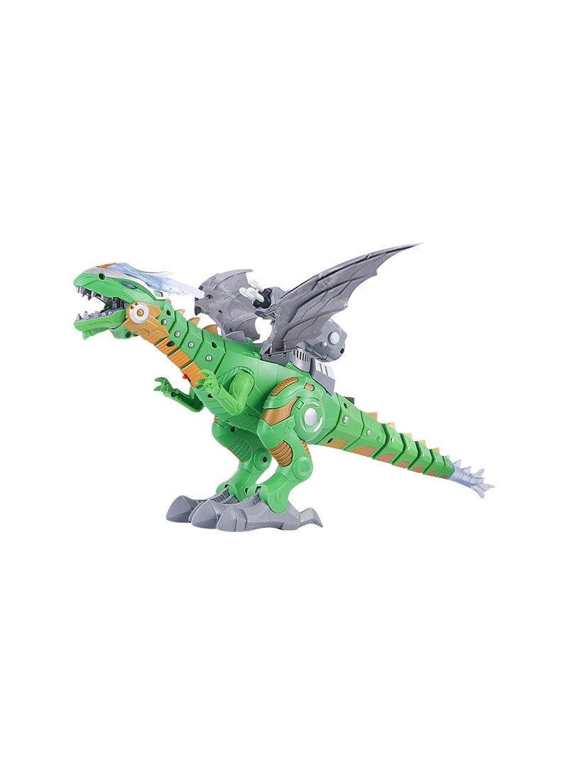 إسكدنيا لعبة ديناصور كهربائية للأطفال مع ضوء LED وحفلة موسيقية - لعبة مجسم الديناصور الميكانيكي مع تأثير رذاذ الضباب - هدايا لعبة ديناصور واقعية متحركة وذيل جناح للأطفال (أخضر) - Image 1
