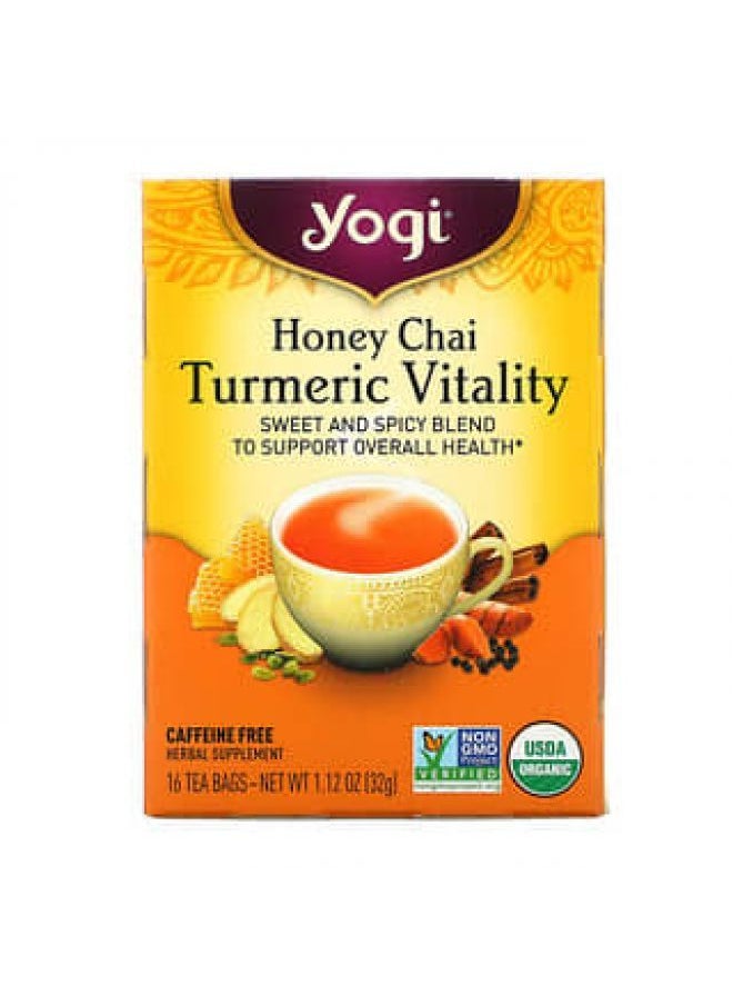 Yogi Tea - Yogi Tea, Turmeric Vitality, Honey Chai, 16 Tea Bags, 1.12 oz (32 g) - Image 1