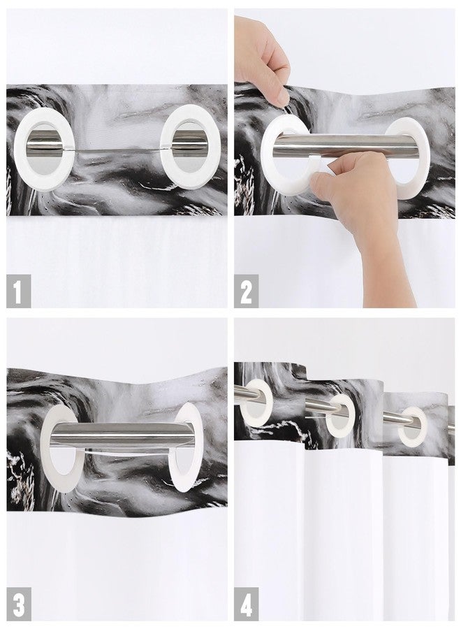 MitoVilla No Hooks Required Black and White Shower Curtain Set with Snap-in Liner, Modern Abstract Marble Shower Curtains for Luxury Hotel Grade Spa-Like Bathroom Decor, 74.00''x72.00'' - Image 5