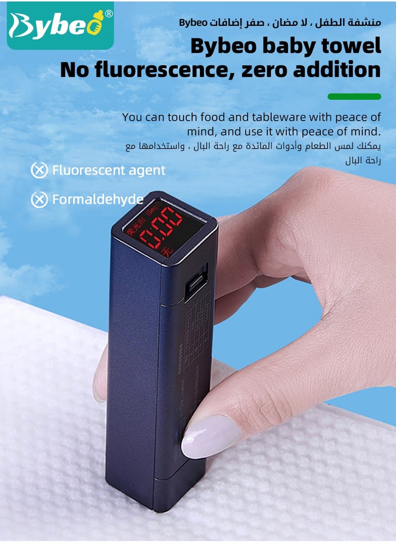 بيبو - 5 عبوات مناديل قطنية للأطفال، مناديل قطنية ناعمة جافة للأطفال، للاستخدام الرطب والجاف، منشفة قطنية للرضع، مصنوعة من القطن الخالص، 400 قطعة مناديل قطنية للوجه غير معطرة للبشرة الحساسة - Image 1