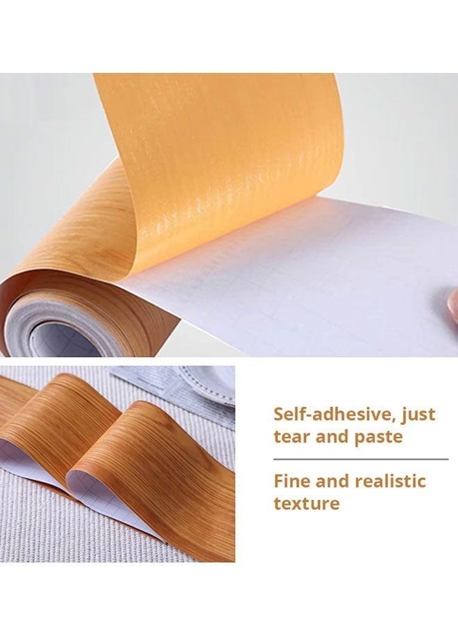 Reelyo Self-Adhesive 10M Brown Wood Grain Wall Trim 10cm Skirting Line Border Stickers for Living Room Mirror Frame Cabinet Edges Tiles Home Decor - Image 4
