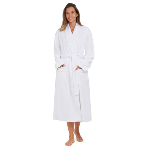 MONARCH Plush Lined Microfiber Bath Robe for Men or Women – Soft Microfiber Shell with Polyester Lining, Generously Sized Resort-Grade Spa & Hotel Robe with Pockets - Machine Washable (White) - Image 5