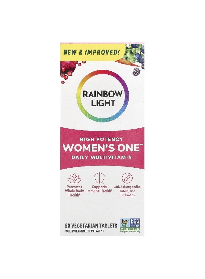 Rainbow Light راينبو لايت، فيتامينات متعددة للنساء™ يومياً، قوة عالية، 60 قرص نباتي - Image 1